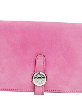 HERMES Dogon Compact Bifold Wallet Eversoft Leather Pink France square J 92RQ064